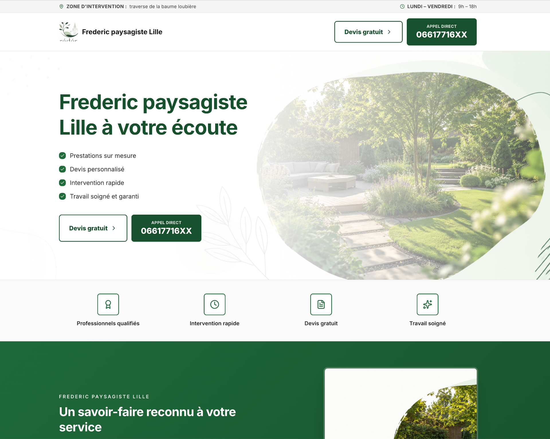 Aperçu d'un site One Page Pro QRCarte
